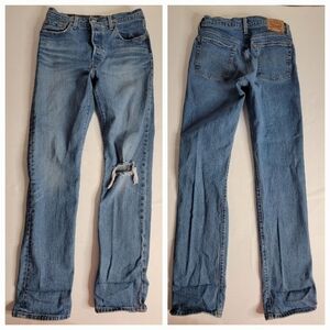 Levi's 501 Jeans Sz 28 Slim Straight Distressed Stretch